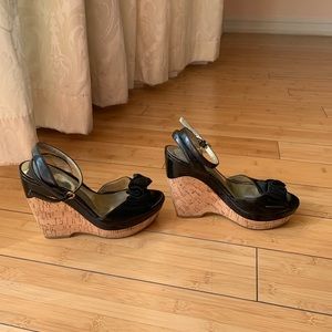 GUESS Black/Tan Wedges